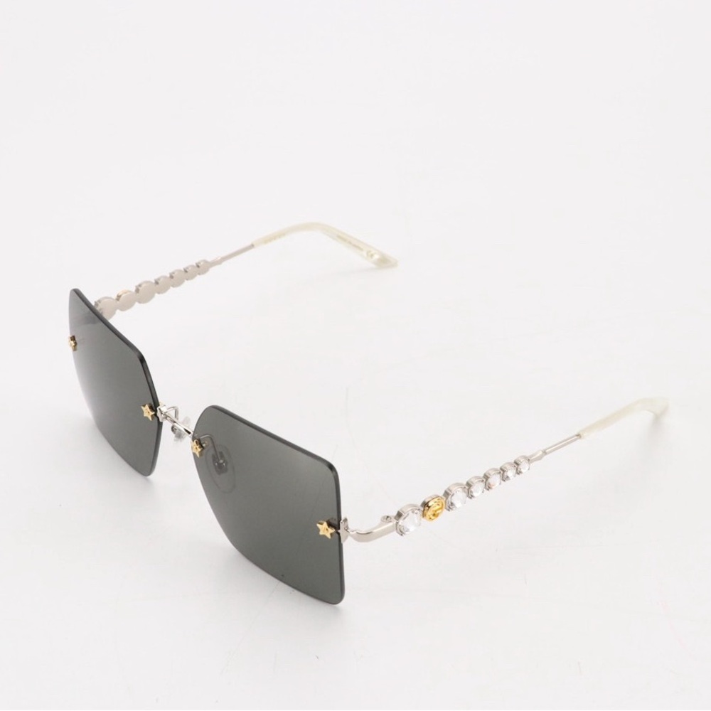 Gucci Square Sunglasses with Star Stud and Rhinestone Details with Case